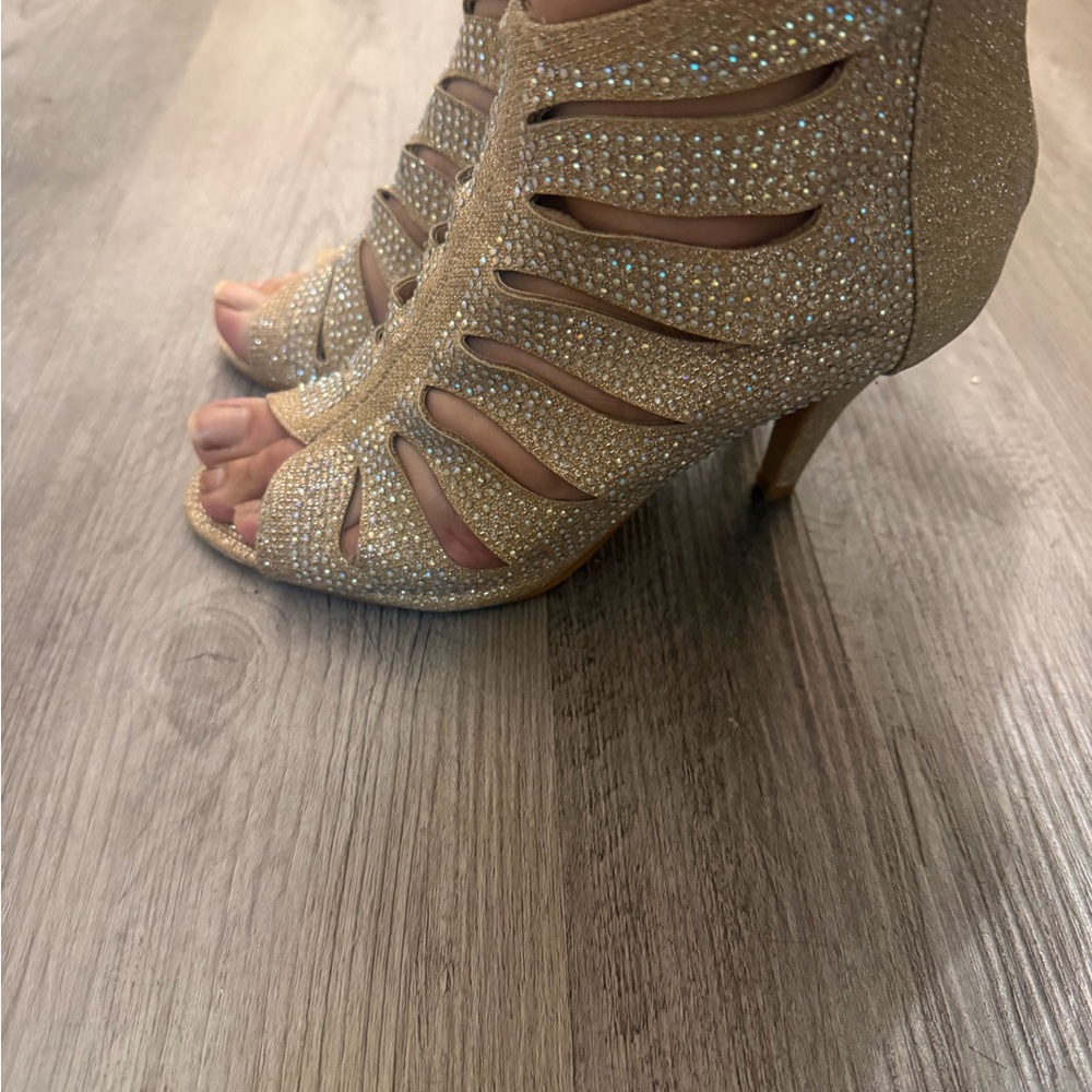 Elegant Gold Heeled Sandals